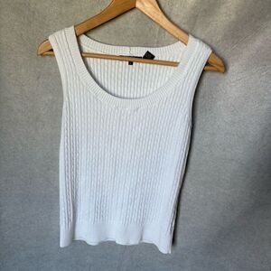 Jeanne Pierre Sleeveless Top Size S White Cableknit Boat Neck Classic Chic